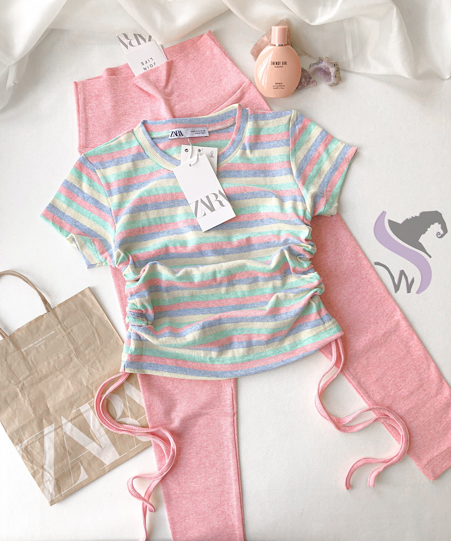 تیشرت پاستلی گت دار زارا