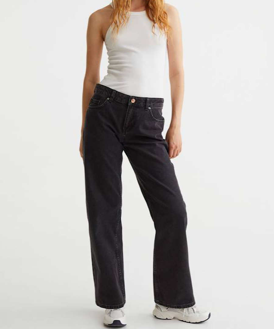 شلوار جین ذغالی راسته H&M