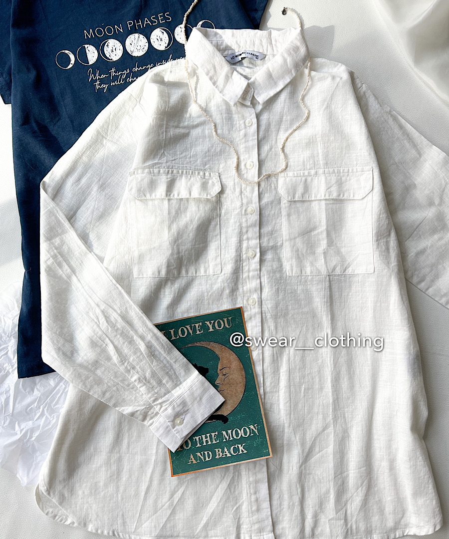 شومیز نخی سفید LCW