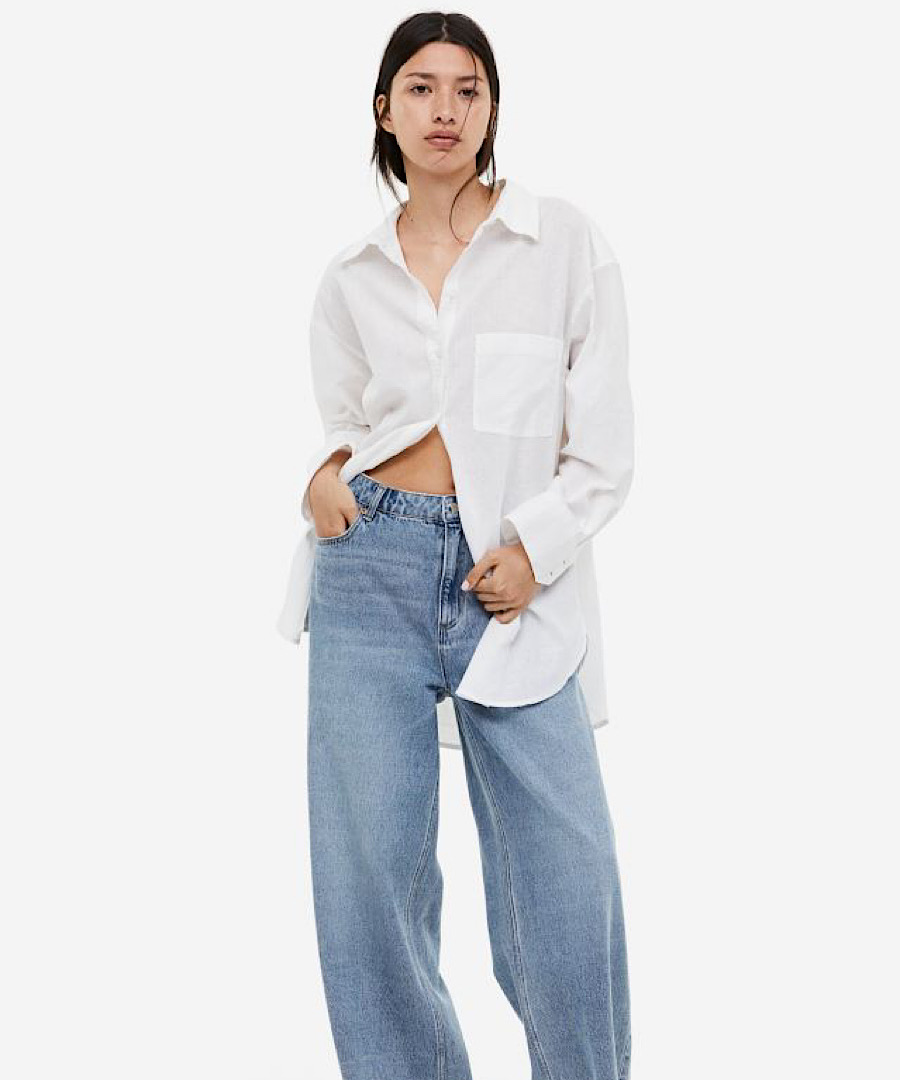 شومیز نخی لینن H&M