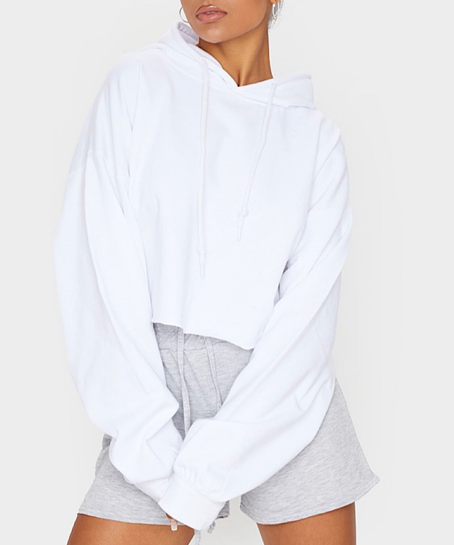 کراپ هودی اورسایز سفید