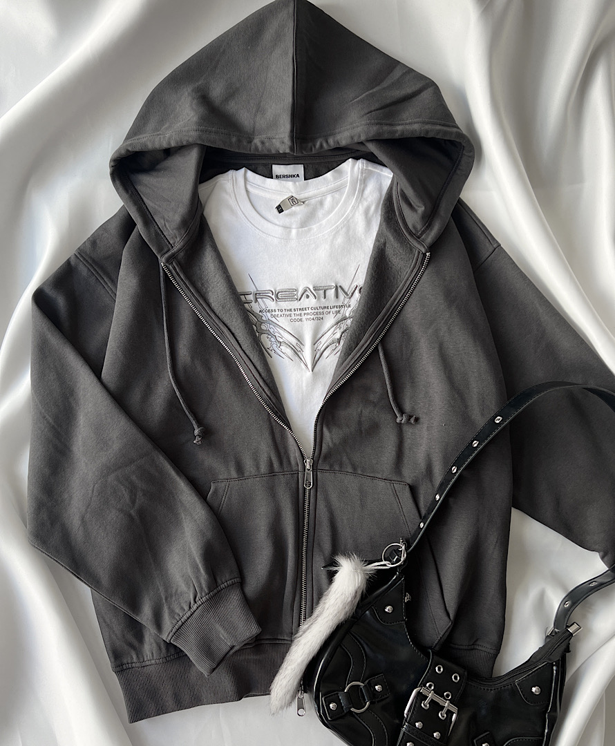 سویشرت خاکستری برشکا دو زیپ