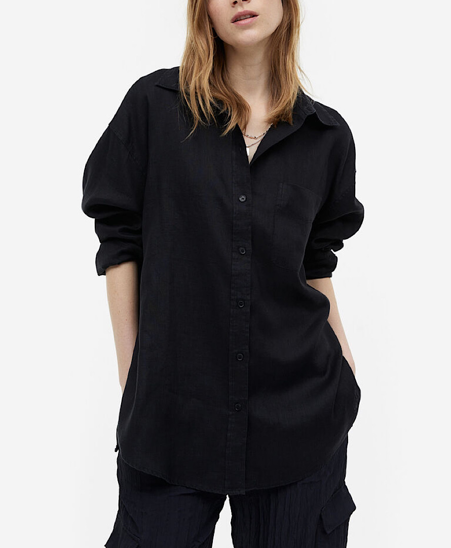 شومیز لینن مشکی H&M