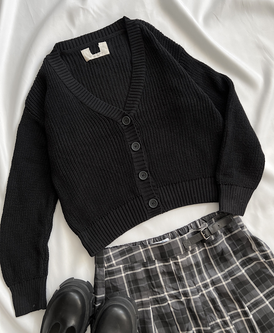 کاردیگن بافت مشکی Stradivarius