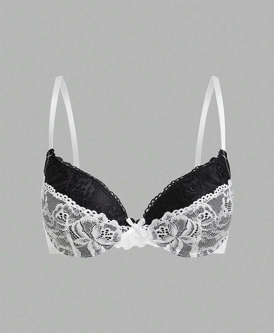 سوتین سفید مشکی دانتل