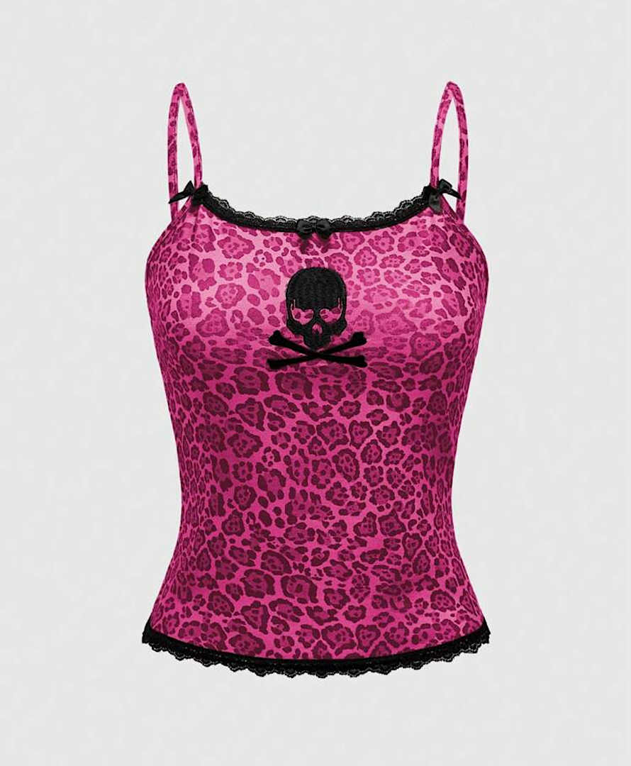 تاپ پلنگی پانک صورتی