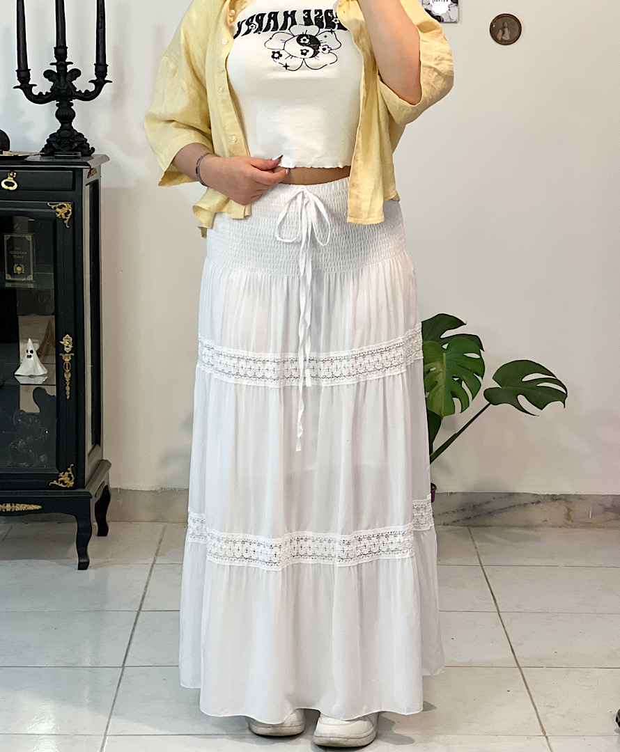 دامن سفید نخی وارداتی